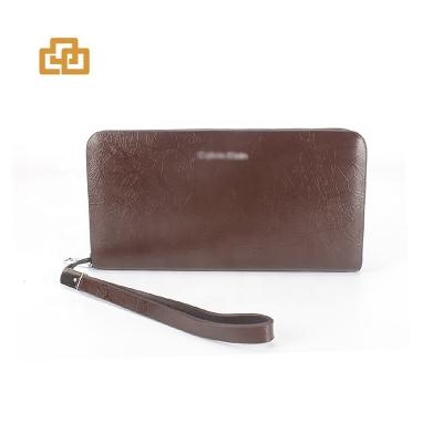 China OEM Multi-Function Luxury Men's Wallet RFID RFID Clutch Zipper Long Bag Coin Pouch Leather Men Purse With Strap for sale