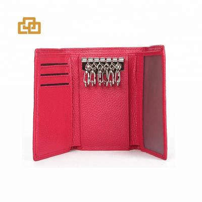 China Fashion Wholesale Multi Function Car Key Holder Triple Genuine Leather Wallet for sale