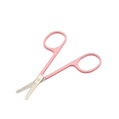 China Hot Selling Pink Handle Left Handed Eyebrow Scissors Balancing Scissors Stainless Steel Eyebrow Scissors for sale