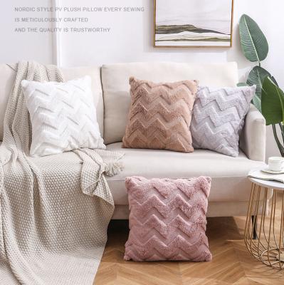 China Custom Hot Selling Anti-Decubitus Cushion Cover Nordic Double-Sided Office Sofa Plush Pillow Case Amazon CIA Cushion Cover for sale