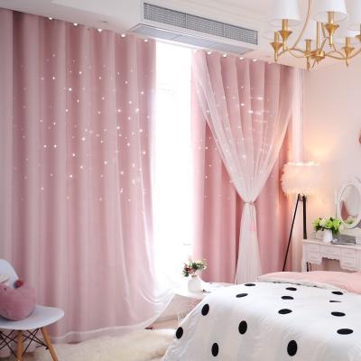 China Factory Direct Sale Wrinkle Resistant Curtain Fabrics With Shining Stars Sheer Double-Layer And Blackout Window Curtain Fabrics For Kids for sale