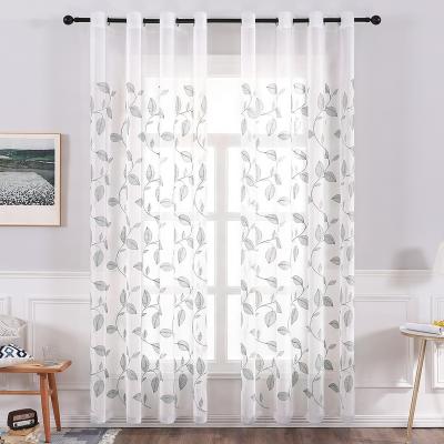 China Wholesale Embroidered Sheer Window Curtains Sheer Amazon Warm Pastoral Style For Living Room for sale