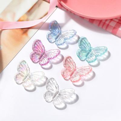 China Decorative Accessories Clear Purple Butterfly Silver Colored Croc Phone Pendant Charms Necklace Bracelet for sale