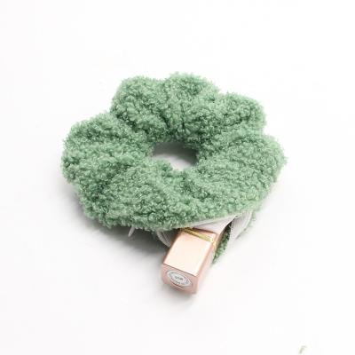 China Luxury Green and Blue Terry Cotton Soft Hair Bands Scrunchies Pony Tail Holder Elastic Hair Tie Pull for sale