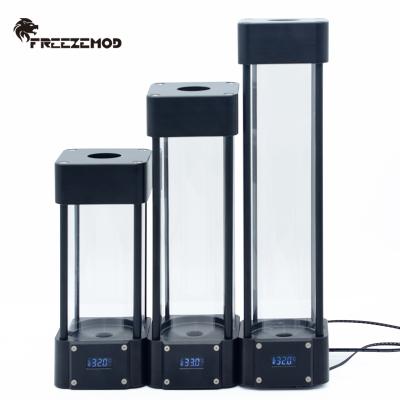 China CPU Computer Water Cooler Water Reservoir LCD Temperature Display Square Acrylic Tank for sale