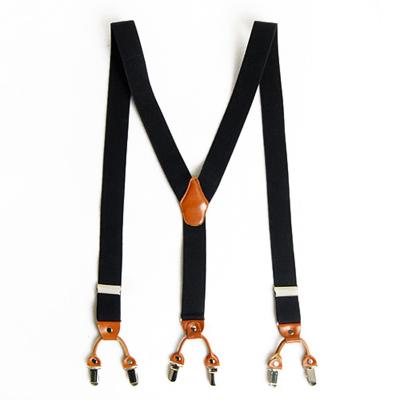 China Y-back Custom Design Y Back Style Buttonhole Genuine Leather Braces Adjustable Elastic Leather Braces Suspenders for sale