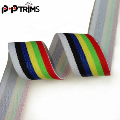 China Multi Sustainable Colorful Stripes Rainbow Elastic Bandage For Underwear for sale