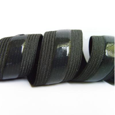 China Black Woven Elastic Webbing 25mm Wide Viable Clear Silicone Tape Band 6mm Elastic Straight Coated Narrow Clip for sale