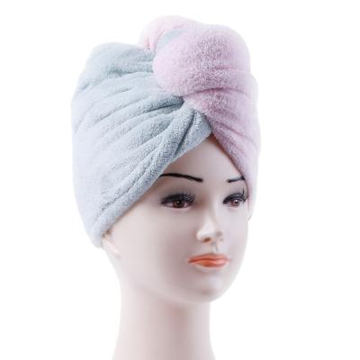 China Color Viable Double Absorbent Fast Drying Hair Turban Hair Wrap Towels For Women Thicken Microfiber Hair Towel Wrap for sale