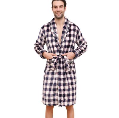 China Winter QUICK DRY men's swimwear lace nightrobe open chest bathrobe British V-neck style warm thick at home hotel for sale