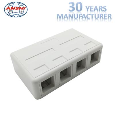 China 4 Port RJ45 CAT5E CAT6 UTP Keystone Jack Surface Mount Box For Networking for sale