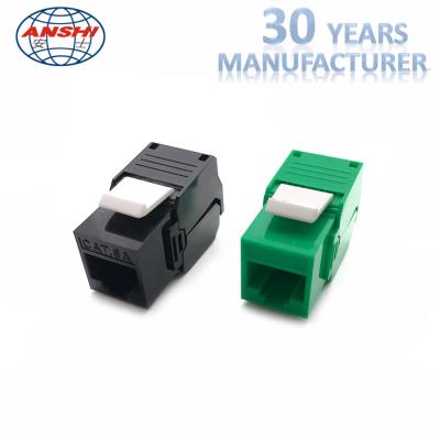 China Green Color Rj45 Modular Jack Cat6A Keystone Jack UTP Unshielded 180 Degree for sale