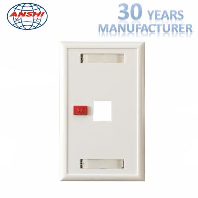 China Arc Surface 1 Port Faceplate RJ45 Keystone Jack Flush Mount Plate White / Ivory Color for sale