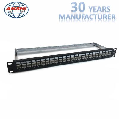 China ANSHI  19 Inch 1U 24 Ports CAT6A STP Patch Panel for sale