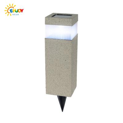 China Nightime ENJOYSOLAR Sensor Square Shape Stone LED Bollard Yard Garden Decoration Lights Outdoor Waterproof Solar Bollard Light for sale