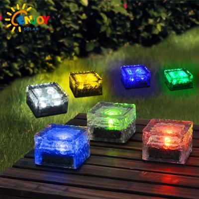 China Garden ENJOYSOLAR Outdoor Led Garden Lights Landscape Lighting Glass Brick Path Solar Stair Light for sale