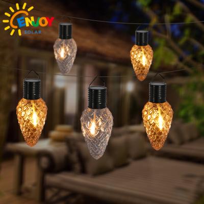 China ENJOYSOLAR Garden Christmas Decor Crackle Glass Lights Hanging Solar Ball Lamp for sale