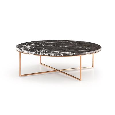 China Fashion Factory Price Round Frame Side Tea Coffee Coffee Metal Marble Top Coffee Table for sale