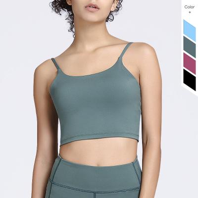 China 2021 Seamless Antibacterial Women Knitted Camisole Ultra Soft Gymnasium Crop Fabric Sports Bare Bra In Fitness And Yoga Wear for sale