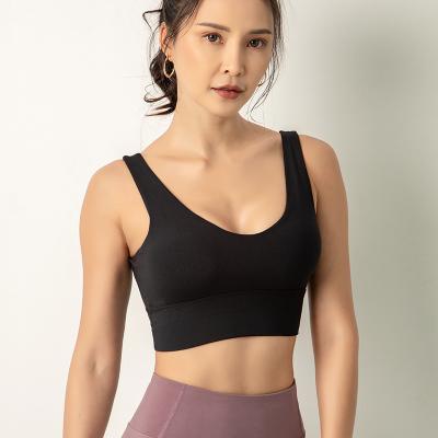 China Antibacterial Women Crop Wireless Quick Dry Cute Tank Tops With Cups Camisole Fitness Gym Yoga Running Bra for sale