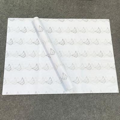 China Biodegradable Luxury Custom Size Gift Tissue Paper Printing Tissue White Silk Shoes Wrapping Tissue Paper With Black Logo for sale