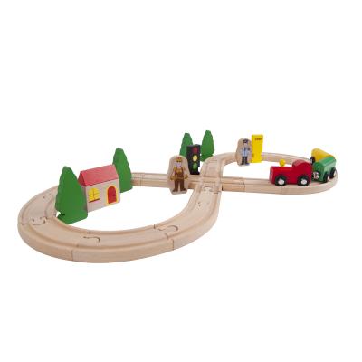 China Slot Toy Hot Sale Montessori Educational Toys 30 PCs Wooden Track Train Playset Toy For Wholesale for sale