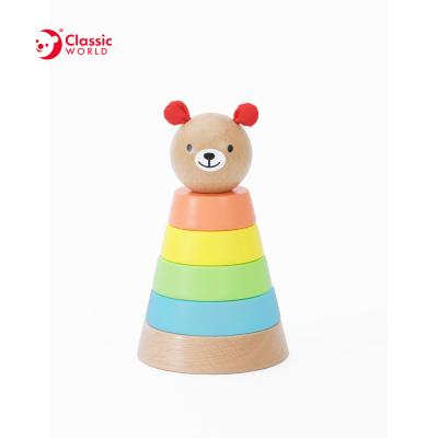 China Toy Classic World Wooden Educational Toys Shape Stacker Infant Counting Children's Toys Stacking Rings Bear Tower for sale