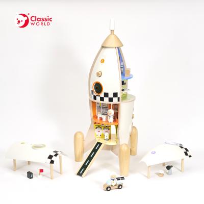 China Enjoy Pretend Play and Develop Motor Skills and Imagination CE Certification Role Play Kids Wooden Toys Rocket for sale