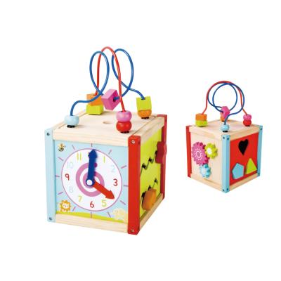 China Develop Skills OEM ODM Kids Baby Yarn Small Wooden Busy Early Learning Maze Activity Cube Toy Essential Bead For A Children Nursery In China for sale