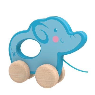 China Early Educational Wooden Tea Wood+MDF Toddler Pull Along Animals Elephant Toys for sale