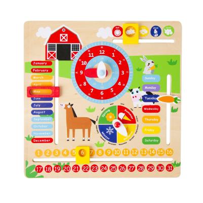 China Help children to know the date/week/time/seasons. Classic World Toy Weather Calendar Preschool Learning Magnetic Wooden Montessori Kids Educational Toys China for sale