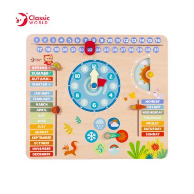 China Plywood World Classic Kids Early Learning Montessori Educational Wooden Toys Survive Calendar Board for sale