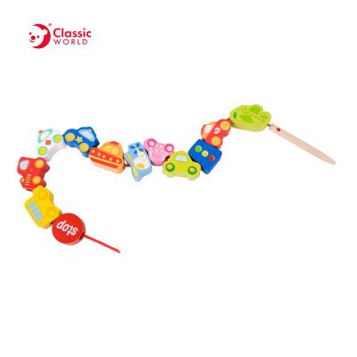 China Practice Their Fine Motor Skills Wood Traffic Stringing Lacing Beads Montessori Toddlers Preschool Boys Girls Puzzle Block Toys Crystal, Lampwork and Glass 3635 for sale