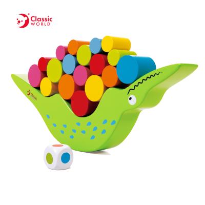 China Color Cognitive Exercise Early Sense Children Hand-eye Coordination Montessori Education Toys Balance Block Wooden Animal Game Stacking High Balance Crocodile for sale