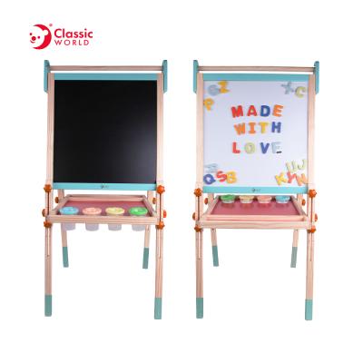 China Learn English And Develop Their Creativity Whiteboard Children Magnetic Easel Board Double Sided Children Drawing Board Wooden Color Box 74*9*53cm 2 To 4 Years 3 Years+ NC; ZHE for sale