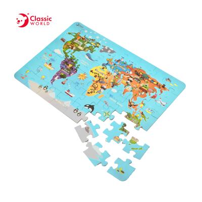 China Toy Kids Montessori Educational Toys 48pcs World Map Wooden Puzzle for sale