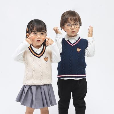 China British wind anti-shrink autumn and winter knitted basing shirt children's V-neck basing shirt primary school sweater wholesale for sale