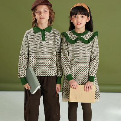 China Retro sweater 2022 anti-shrink children's POLO collar children's spring and new autumn brother and sister's clothing fashion sweater for sale