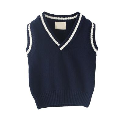 China Small and medium size children's wadding anti-shrink v-neck bottoming shirt boys and girls plus velvet knitted bottoming shirt vest for sale