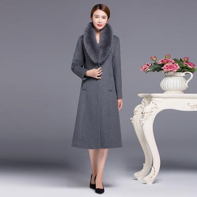 China Women Wool Winter Reversible Formals Made In China Hidden Buckle Natural Fox Fur Collar Hand-sewn Classic Quality High-End Goods for sale