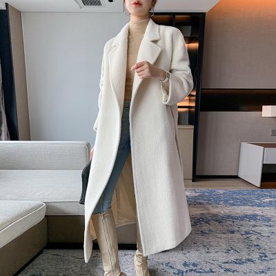 China Breathable Small Batch Clothing Custom Processing High Quality Real Alpaca Hair Thickening Keep Warm Women's Cashmere Coat (Clothing) for sale