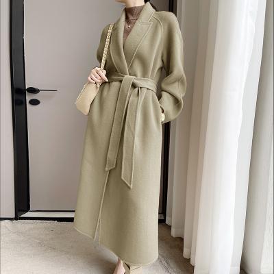 China Custom 2022 OEM ODM Breathable Ditch Korean Oversize Coat Women Long 100% Cashmere Cashmere Coat With Belt for sale