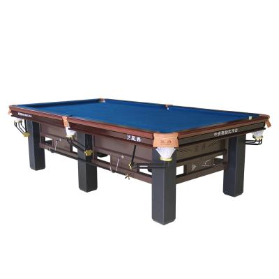 China 9FT real leather pocket outdoor pool table with slate levelers for sale