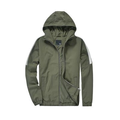 China Mens Green Waterproof Casual Wear Waterproof Windproof Jogging Jacket With Hat for sale