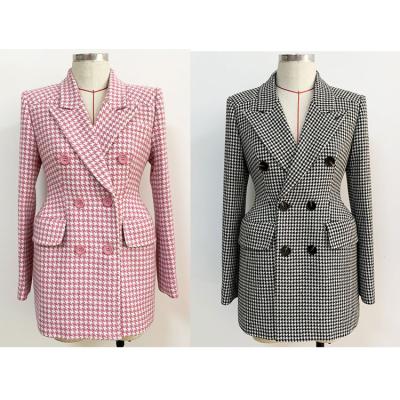 China 2020 New Arrivals Winter Collection Houndstooth Classic Fashion Women's QUICK DRY Woolen Overcoat for sale