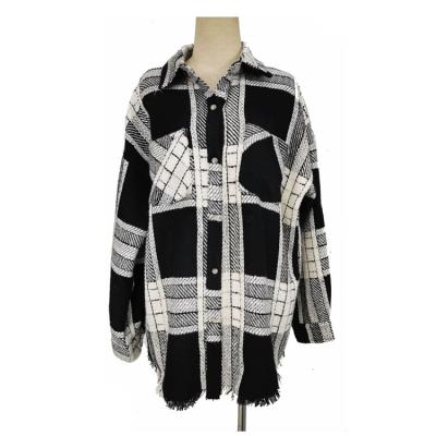 China China Breathable Promotional Products Ready To Ship Women Regular Size Yarn Dyed Plaid Long Sleeve Pocket Shirt for sale