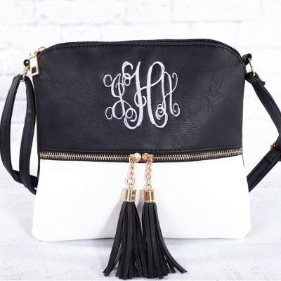 China Fashion Women Handbag Purse with Tassel Personalized Two Tone Crossbody Bag Monogrammed Tassel Tramp Cross - Body Bags for sale