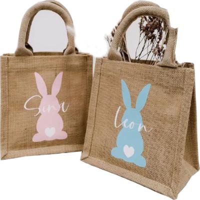 China Jute Monogrammed Jute Easter Collect Gifts Tote Bags Baskets Children Easter Nest Sack Personalized Jute Easter Sack for sale