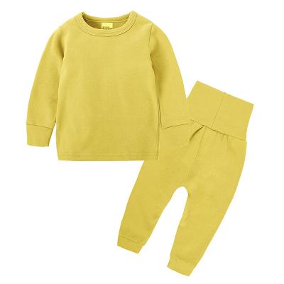 China Baby Cotton Breathable Organic Thermal Sleepwear Kids Two Piece Pajamas Set Long Sleeve Bamboo Base Pajama Set for sale