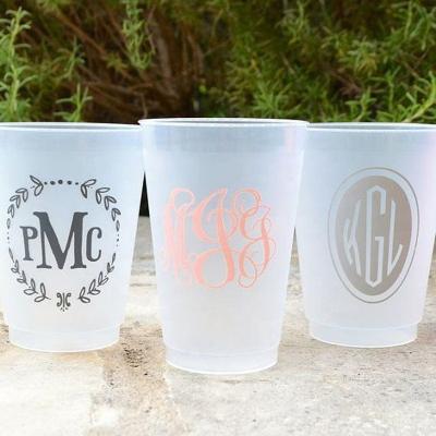 China Personalized Plastic Frosted Wedding Mugs Monogrammed Unbreakable Custom Viable for sale